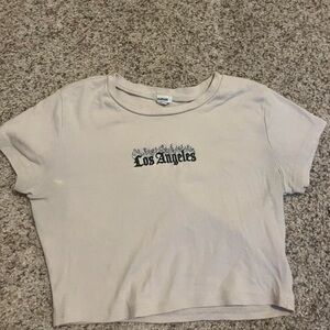 Garage Cream Crop Top with Black Print